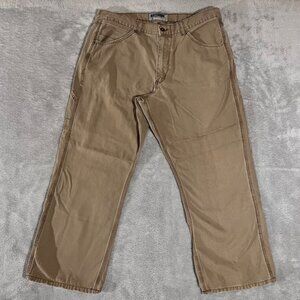 Old Navy Jeans Mens 38X30 Brown Straight Utility Workers Jeans Distressed Canvas
